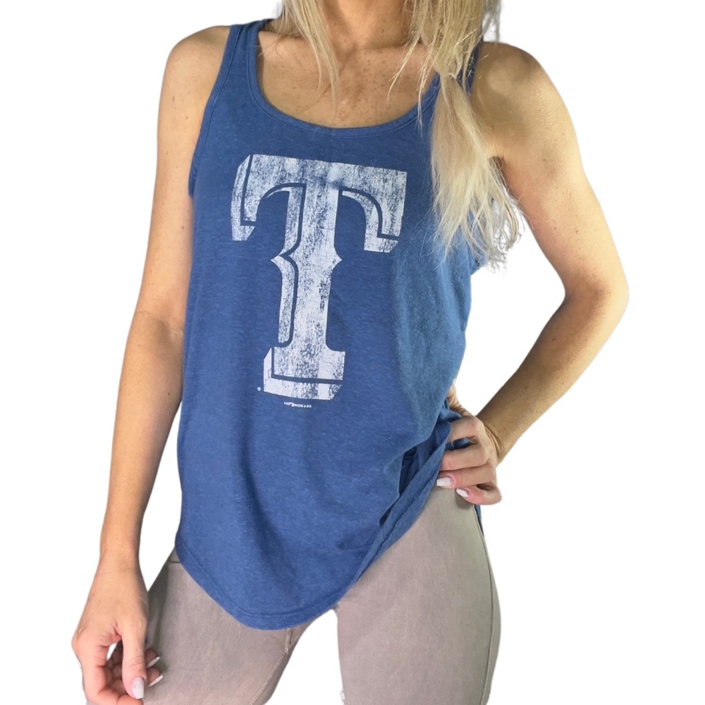 GENUINE MERCHANDISE 5th & Ocean Texas Rangers Baseball Racerback Tank - Picture 2 of 4